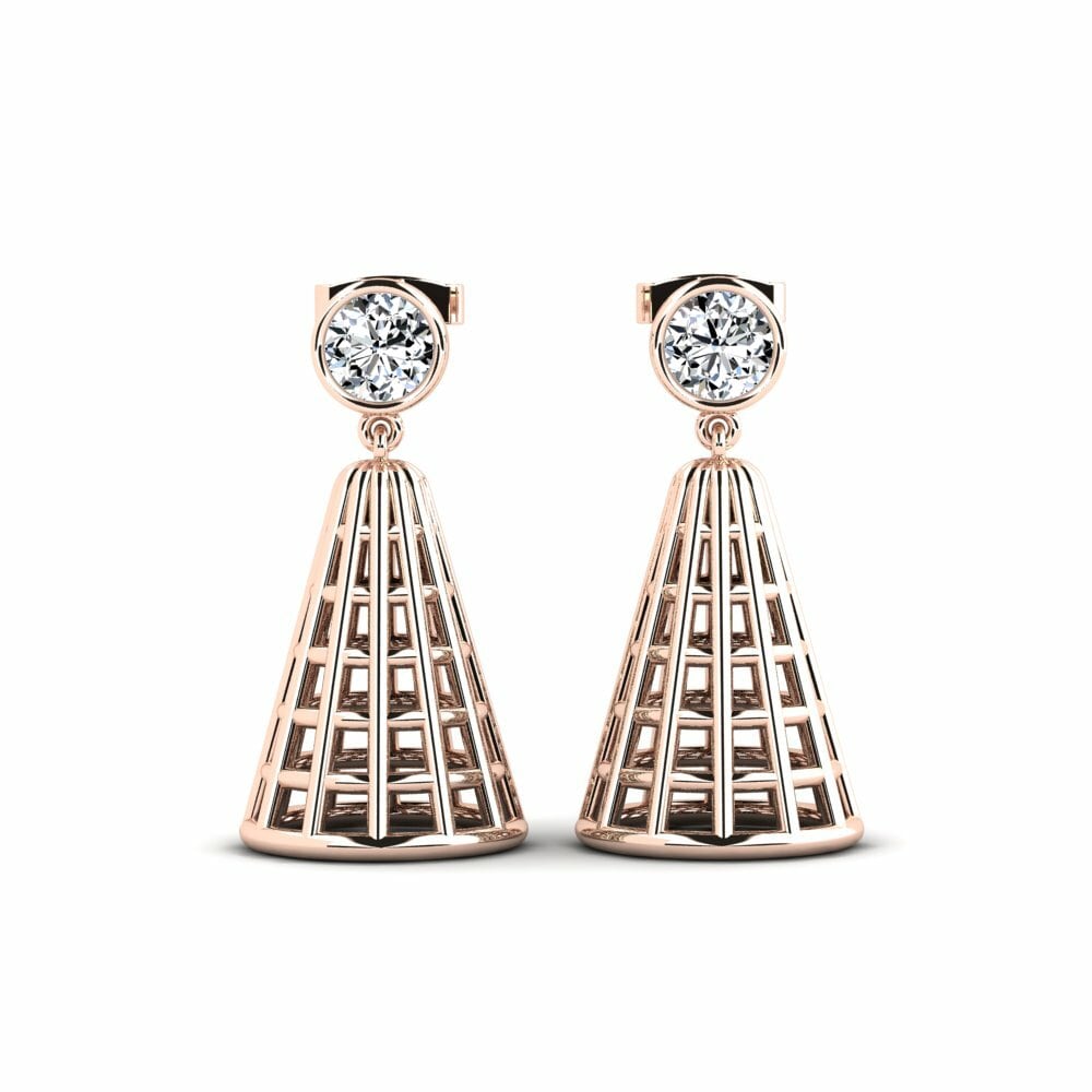 14k Oro Rosa Pendiente de mujer Ahpob