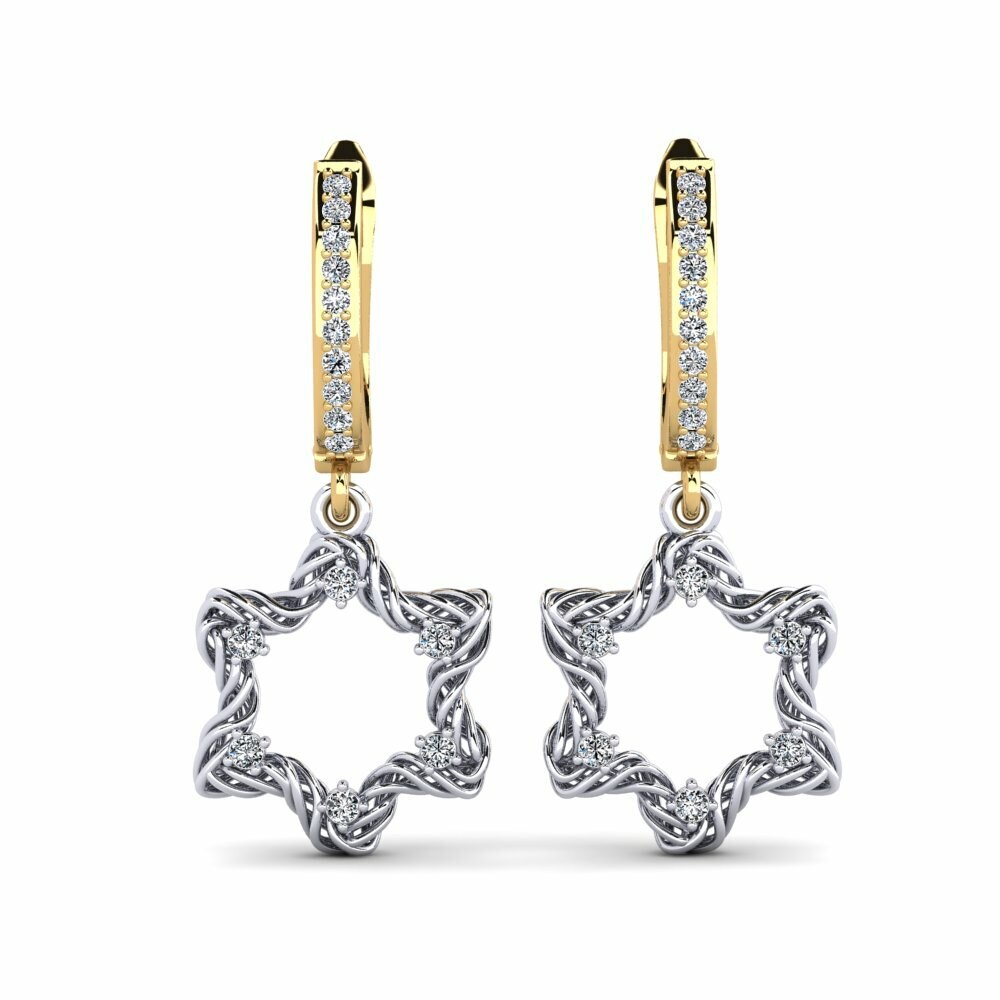 14k Oro Amarillo & Blanco Pendiente de mujer Alternant