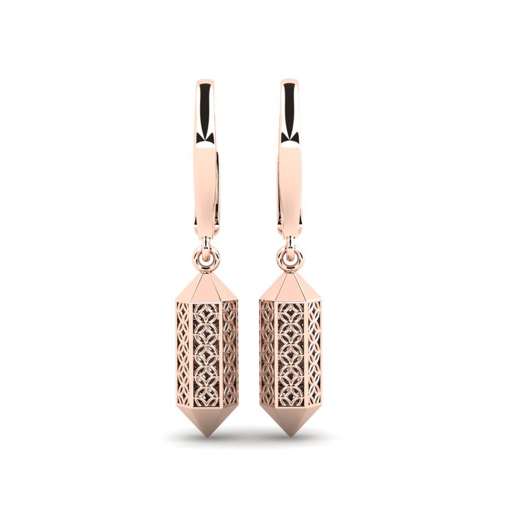 14k Oro Rosa Pendientes Cruim