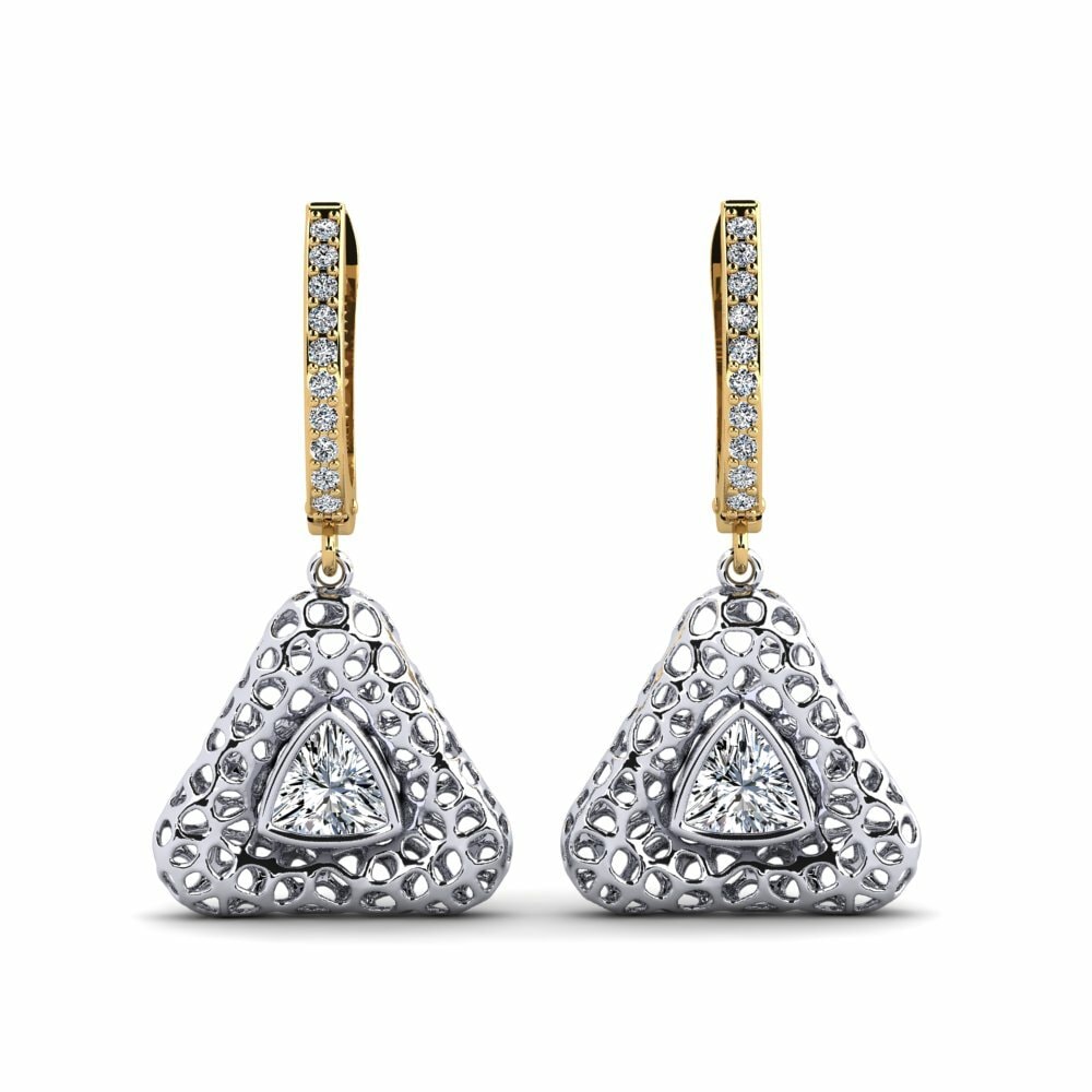 14k Oro Amarillo & Blanco Pendiente de mujer Zacharie