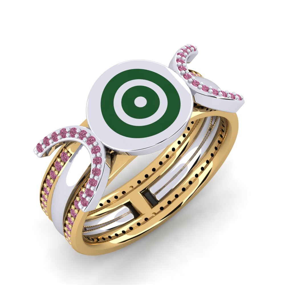 Or Blanc & Jaune 14k Grenat de Rhodolite Bague Delice