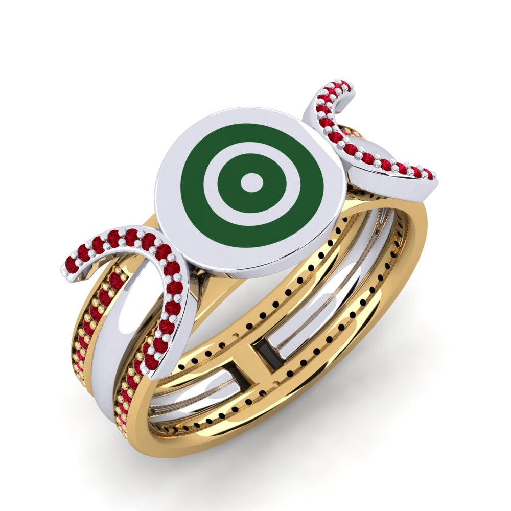 Or Blanc & Jaune 14k Zircone Rouge Bague Delice
