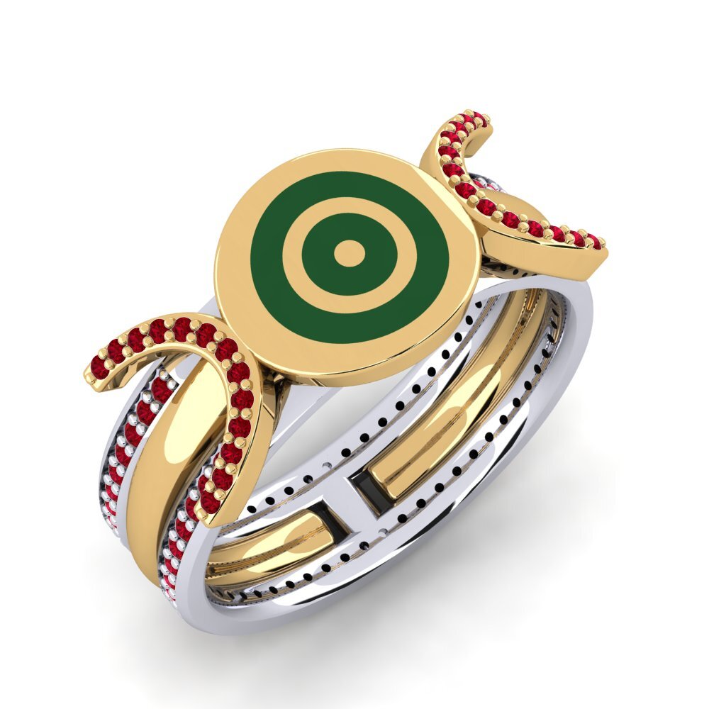 Or Jaune & Blanc 14k Zircone Rouge Bague Delice