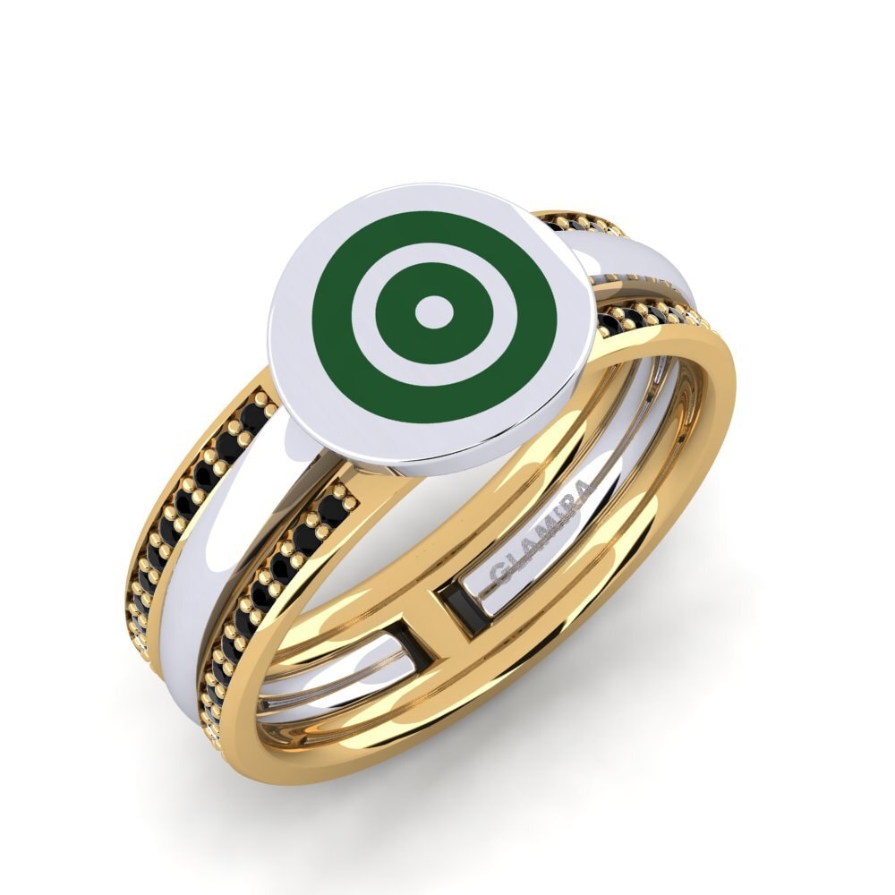 Or Blanc & Jaune 14k Diamant Noir Bague Deluge