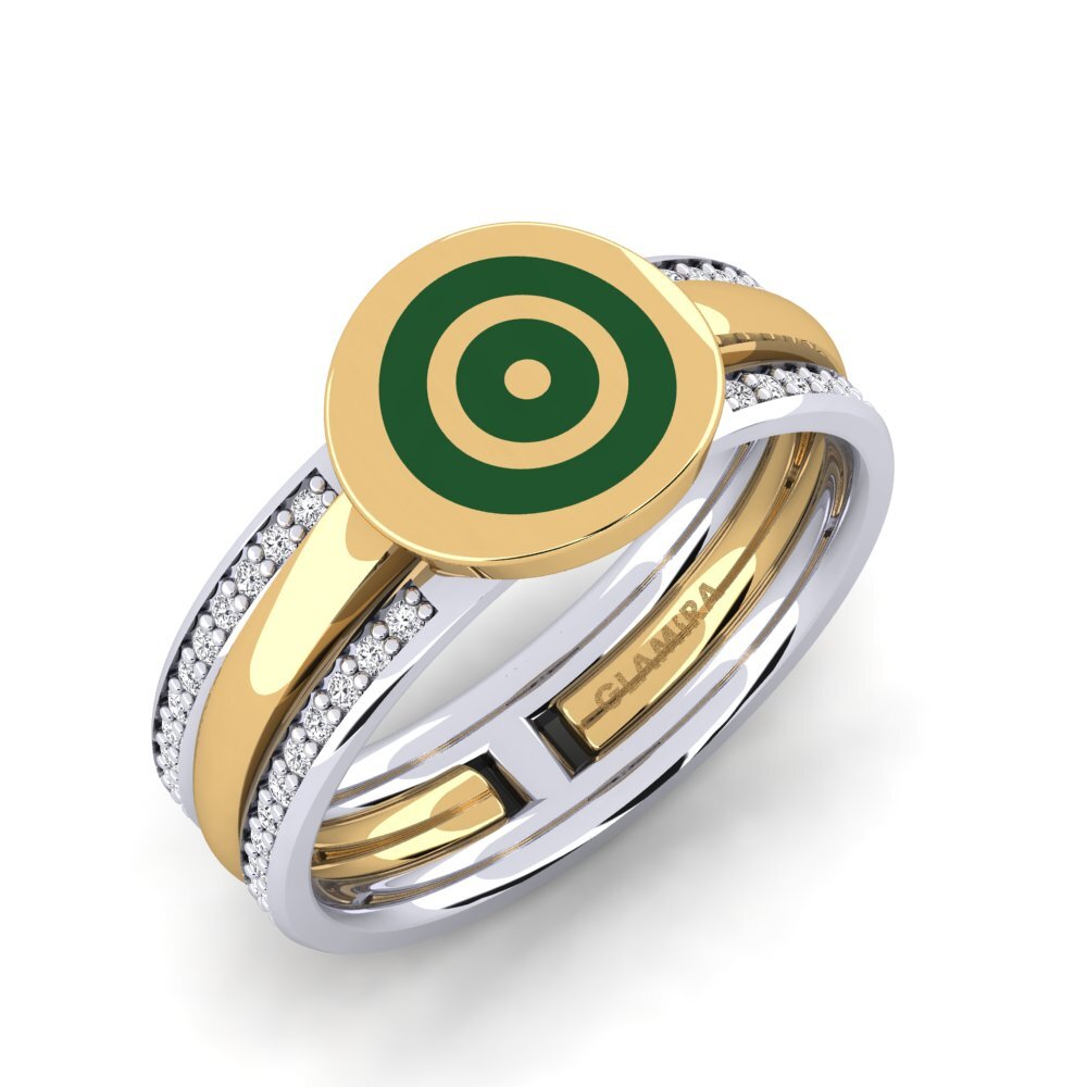 Or Jaune & Blanc 14k Diamant Bague Deluge