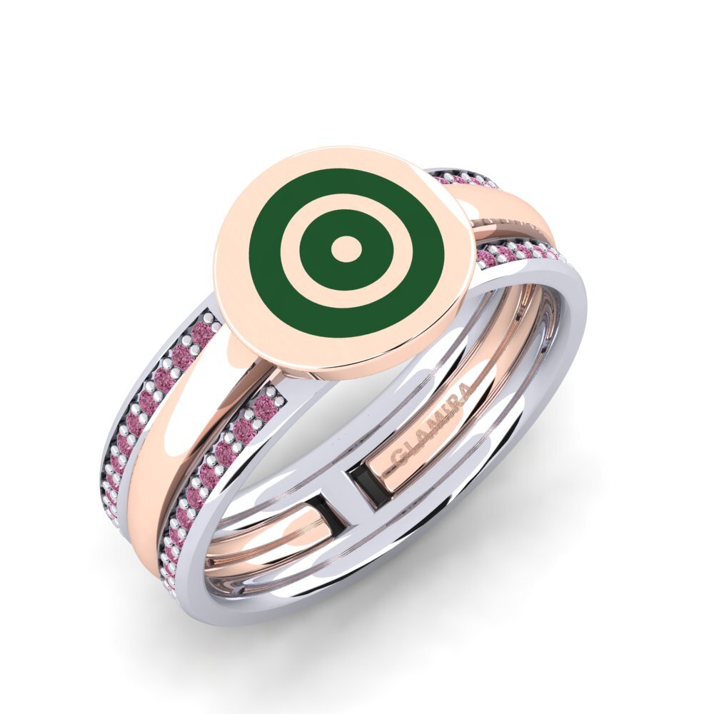 Or Rose& Blanc 14k Grenat de Rhodolite Bague Deluge