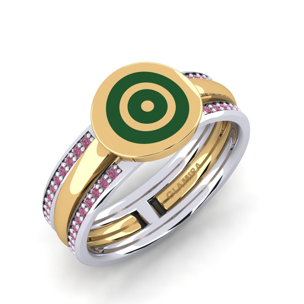 Or Jaune & Blanc 14k Grenat de Rhodolite Bague Deluge