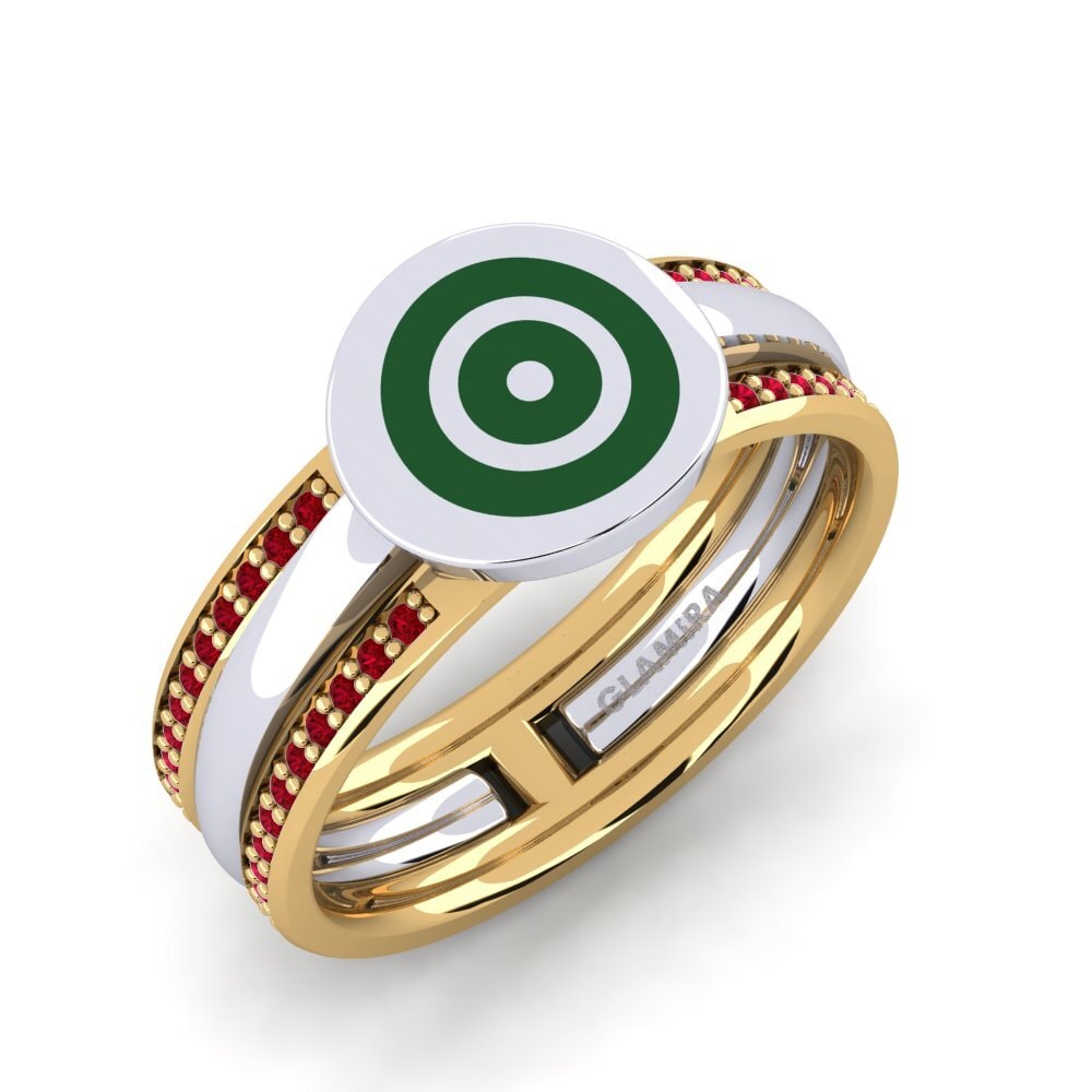 Or Blanc & Jaune 14k Zircone Rouge Bague Deluge