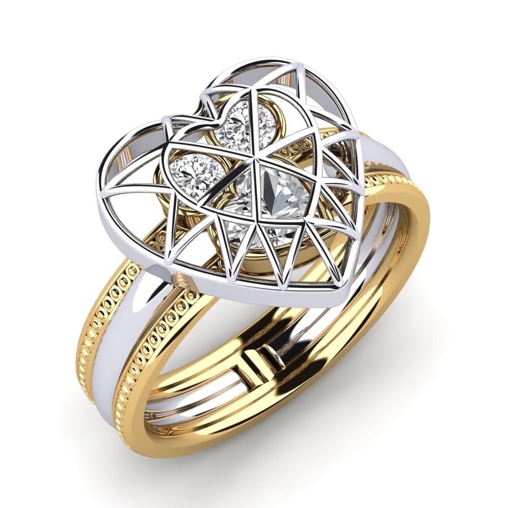 14ct Yellow / White Gold White Zircon Ring Estatelas