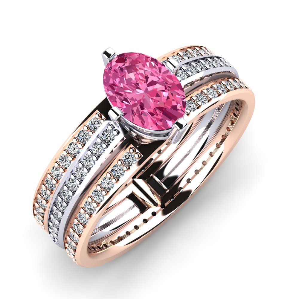14ct White & Rose Gold Pink Tourmaline Engagement Ring Juvenile