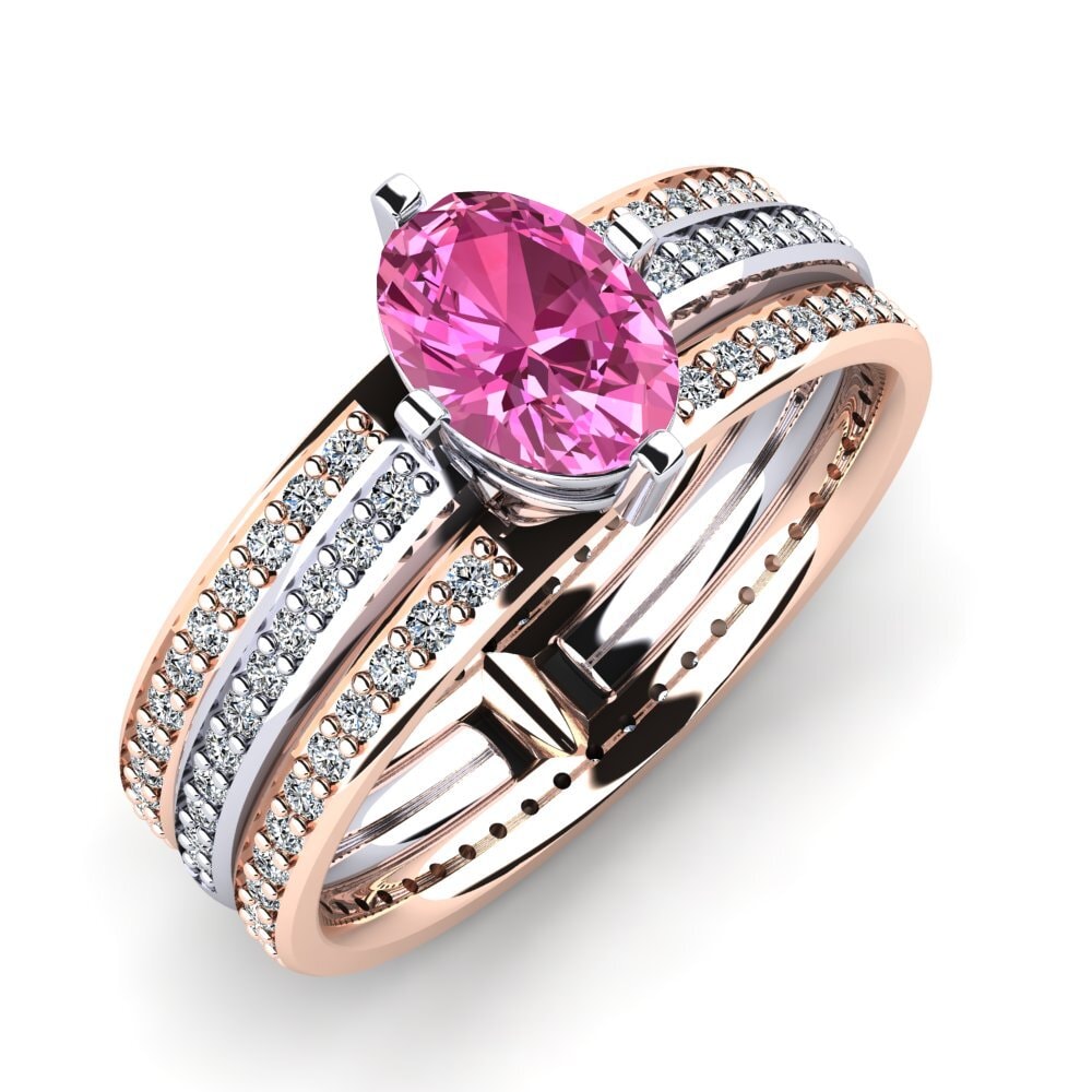 14ct White & Rose Gold Pink Topaz Engagement Ring Juvenile