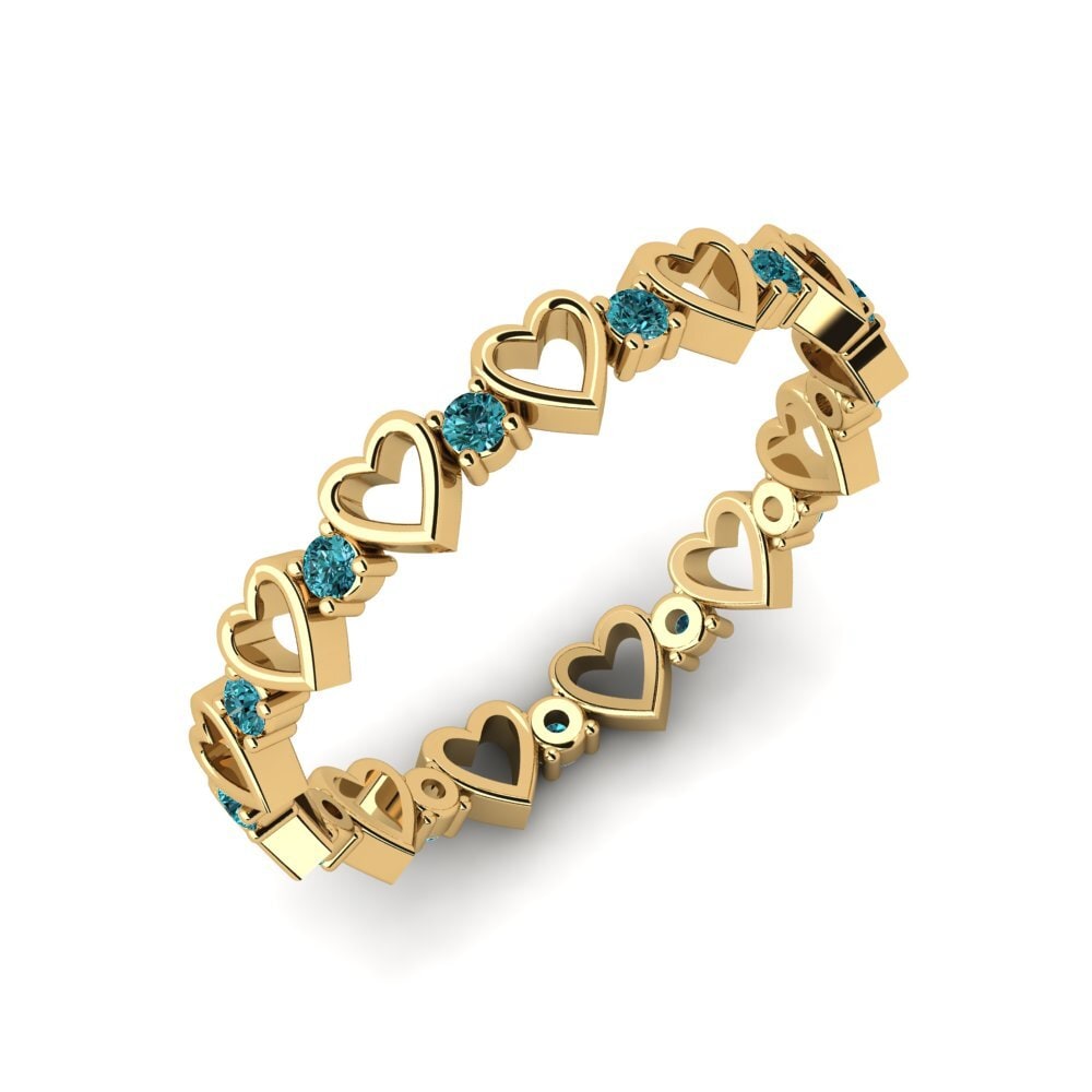 Or Jaune 9k Diamant Bleu Bague Kinkade