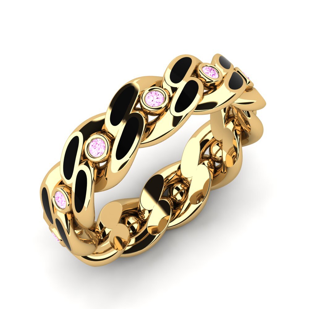 Or Jaune 14k Saphir Rose Bague Kozhim