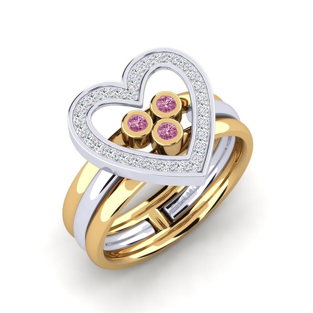 14ct Yellow & White Gold Rhodolite Garnet Ring Liqueur