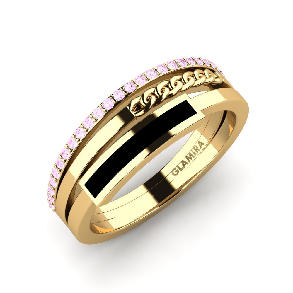 Or Jaune 14k Saphir Rose Bague Lodge