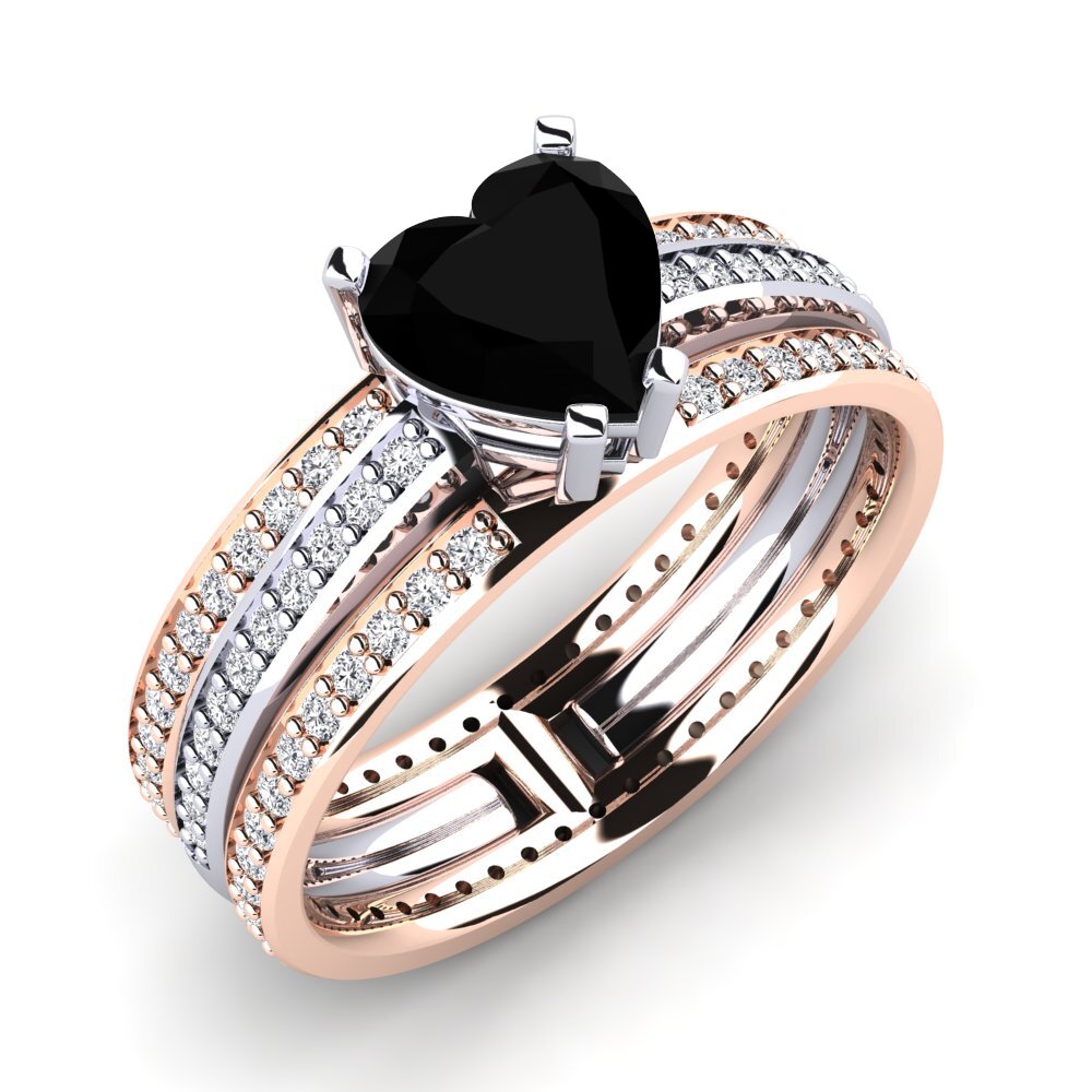 9ct White & Rose Gold Black Onyx Engagement Ring Preavis
