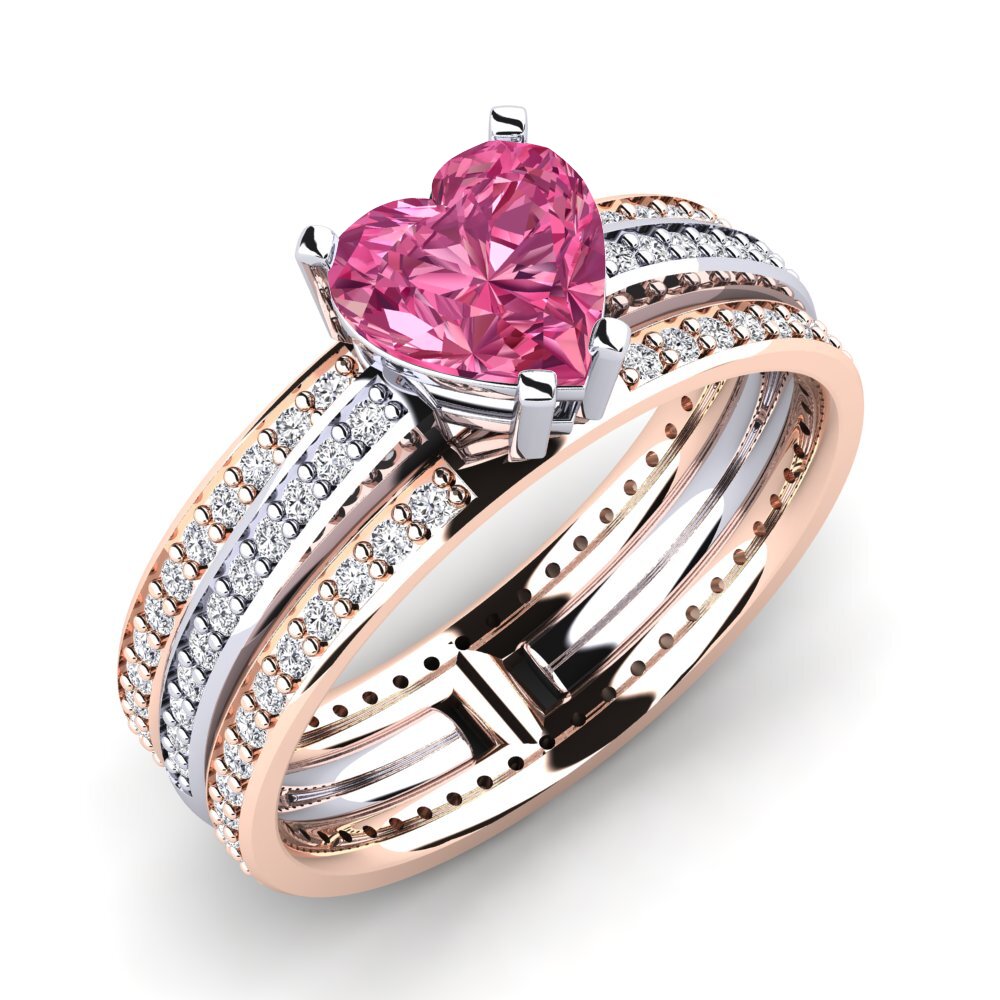 14ct White & Rose Gold Pink Tourmaline Engagement Ring Preavis