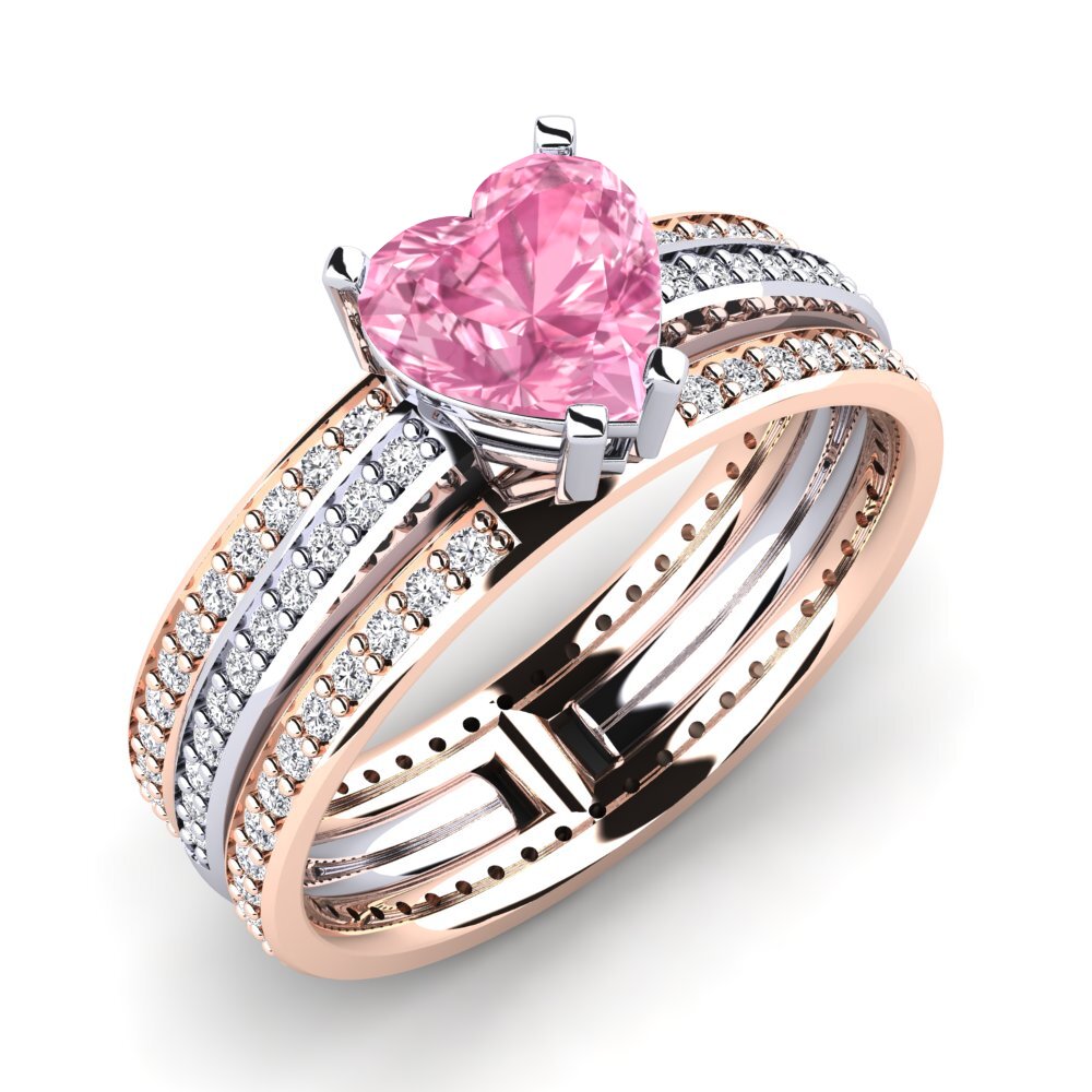 18ct White & Rose Gold Pink Sapphire Engagement Ring Preavis