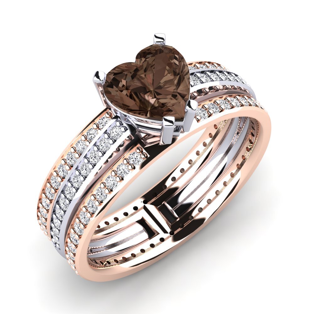 9ct White & Rose Gold Smoky Quartz Engagement Ring Preavis