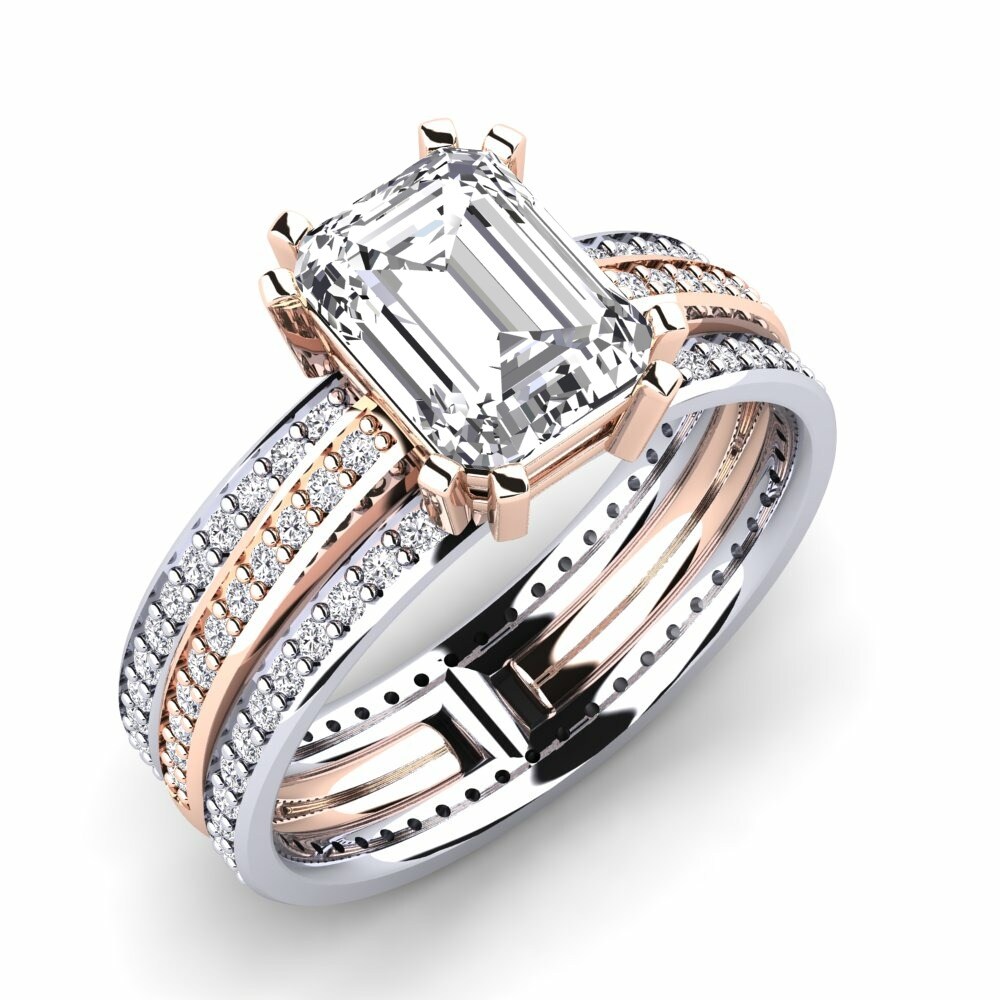 18k Rose & White Gold Engagement Ring Precoce