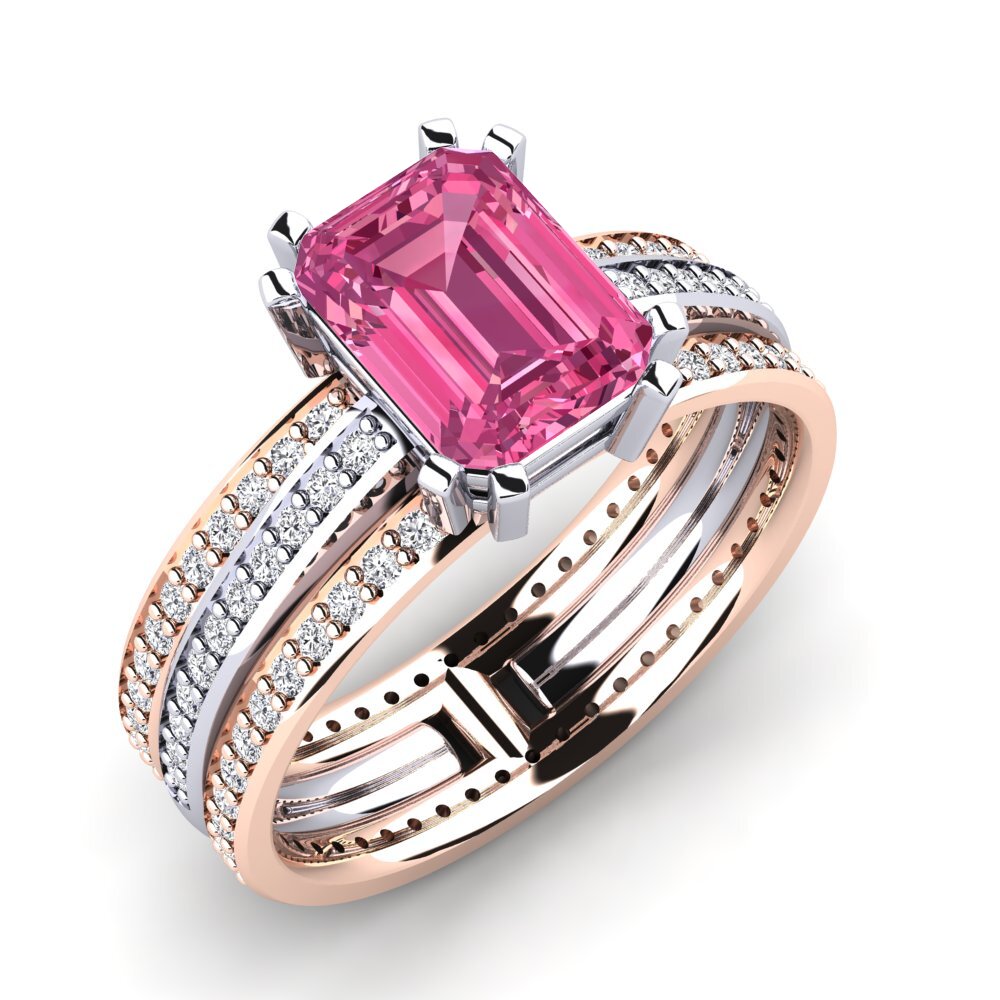 14ct White & Rose Gold Pink Tourmaline Engagement Ring Precoce