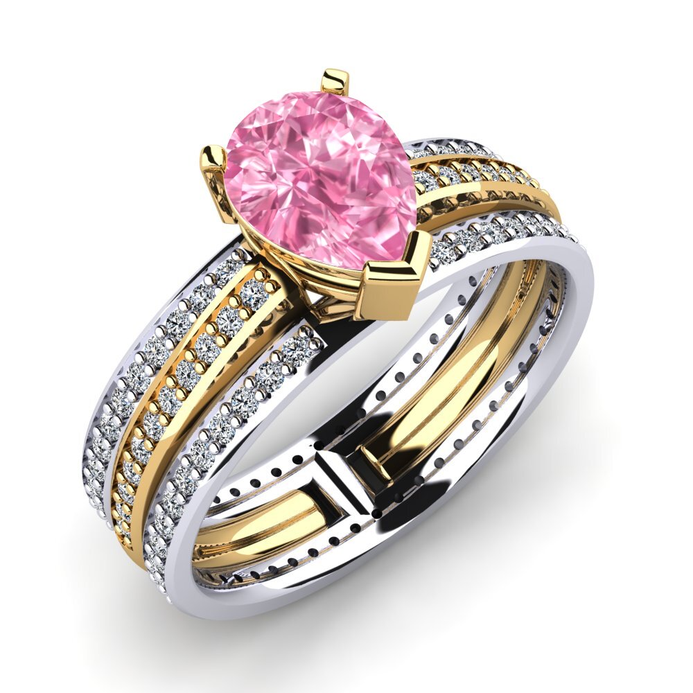 14ct Yellow & White Gold Pink Sapphire Engagement Ring Teinte