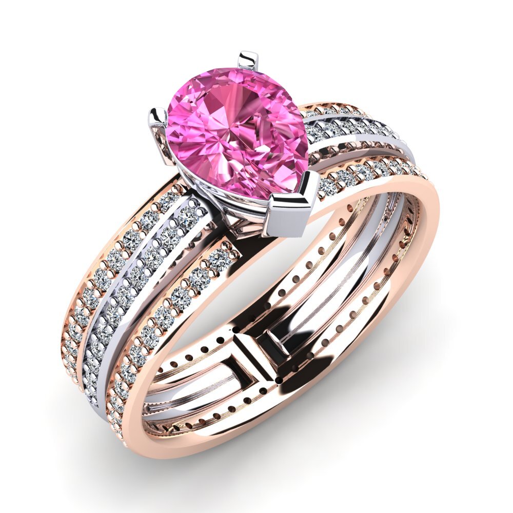 14ct White & Rose Gold Pink Topaz Engagement Ring Teinte