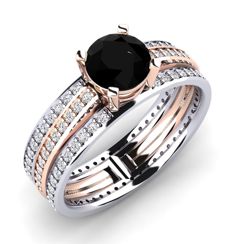 Black Onyx Engagement Ring Trompette