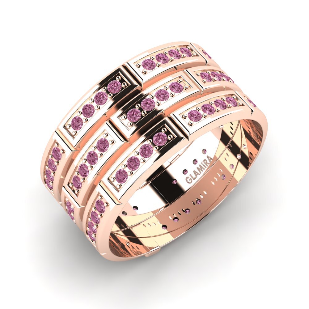14k Oro Rosa Granate Rhodolite Anillo Wishelin