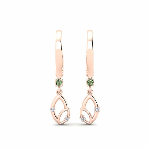 Pendientes Feojamiras Oro Rosa 585 & Diamante Verde & Diamante