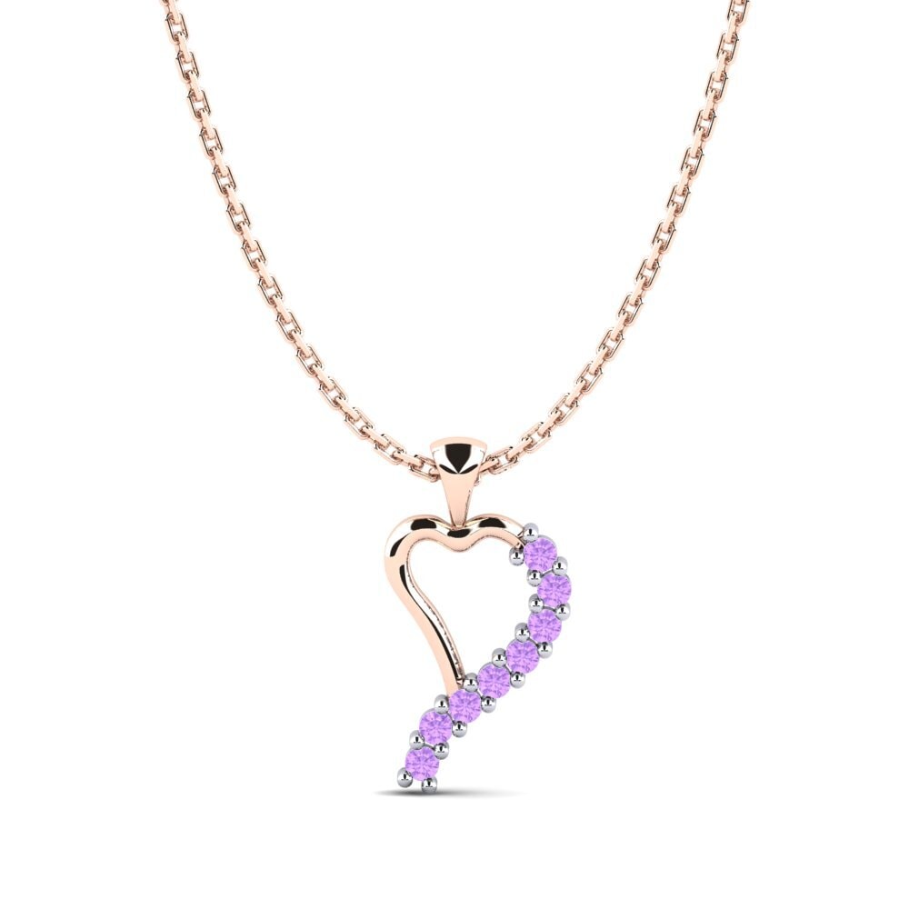 9k Oro Rosa & Blanco Amatista Colgante de Mujer Lupinus