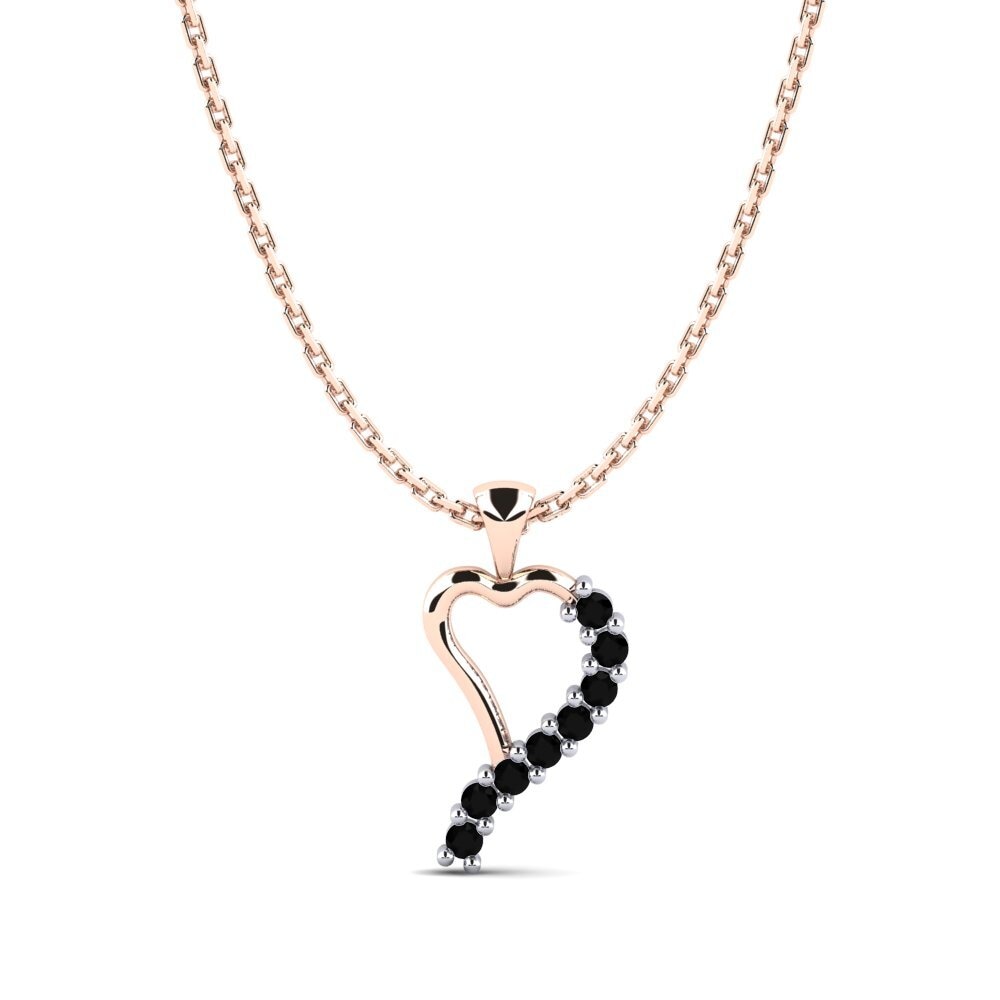 14k Oro Rosa & Blanco Zafiro negro Colgante de Mujer Lupinus