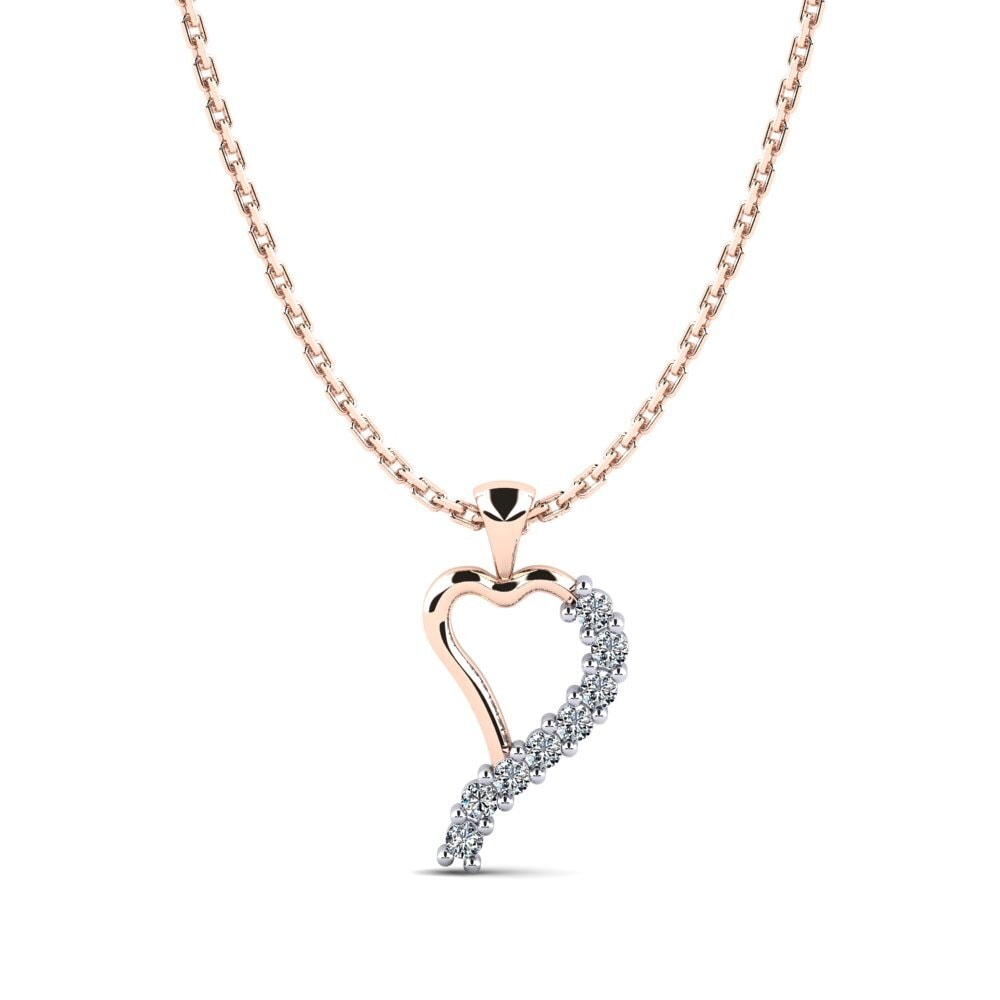 18k Oro Rosa & Blanco Circonita Colgante de Mujer Lupinus