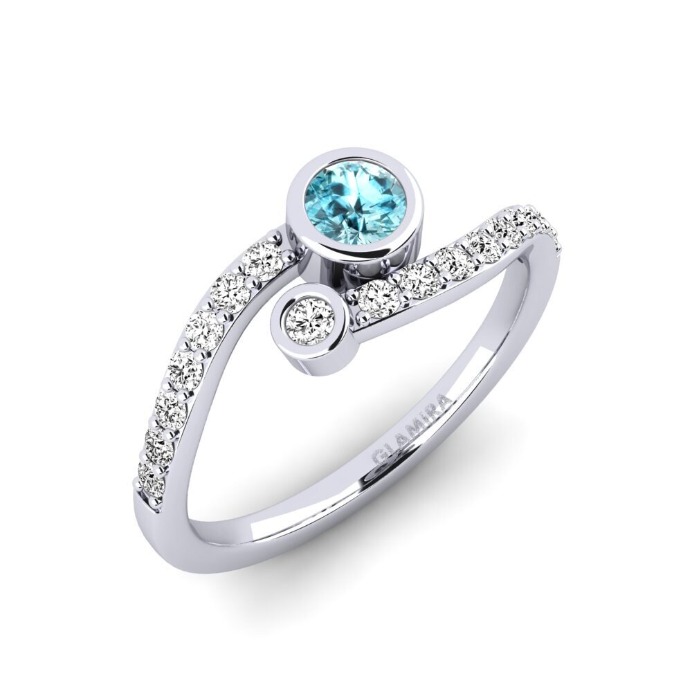 Circón Azul Anillo de compromiso Demosez