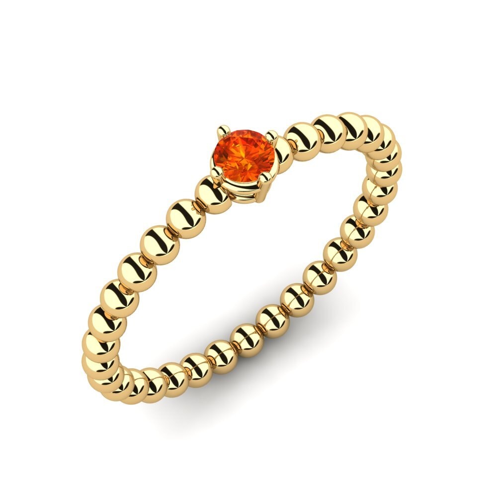 18k Oro Amarillo Zafiro Naranja Anillo de compromiso Gale