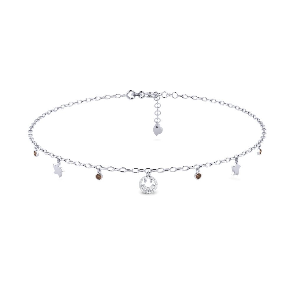 18ct White Gold Smoky Quartz Women's Anklet Affilier