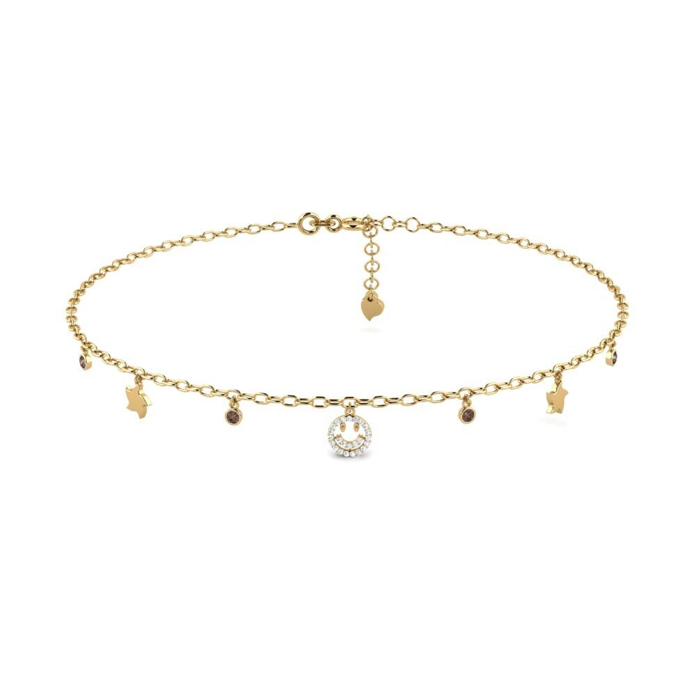 14ct Yellow Gold Smoky Quartz Women's Anklet Affilier