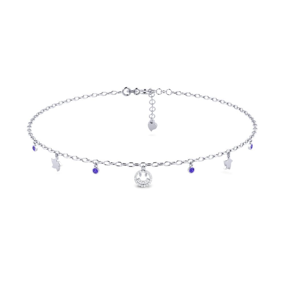 18ct White Gold Tanzanite Women's Anklet Affilier