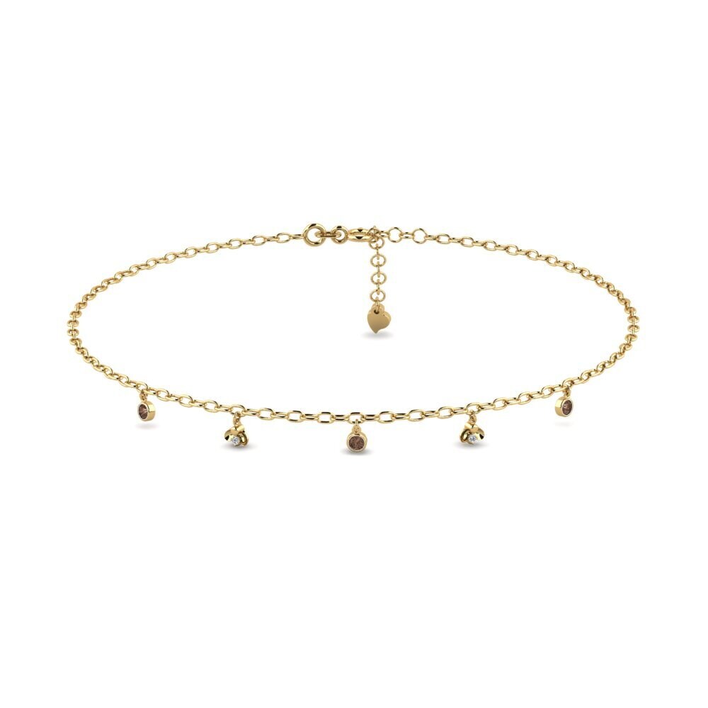 14ct Yellow Gold Smoky Quartz Women's Anklet Ajouter