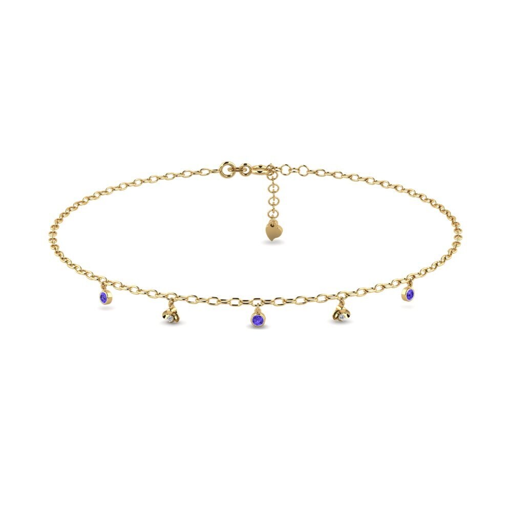 14ct Yellow Gold Tanzanite Women's Anklet Ajouter