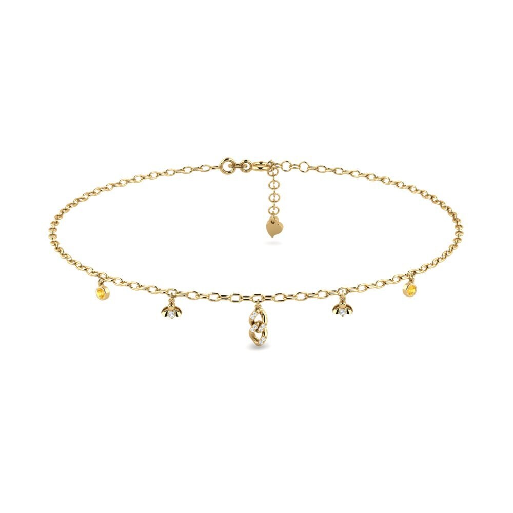 14ct Yellow Gold Citrine Women's Anklet Ajustage