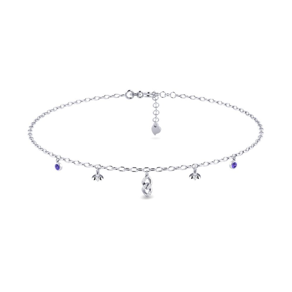 18ct White Gold Tanzanite Women's Anklet Ajustage