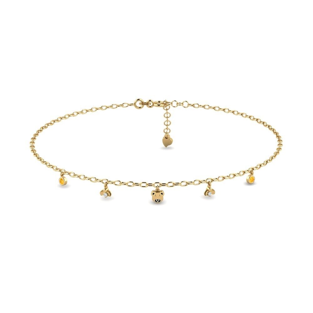 14ct Yellow Gold Citrine Women's Anklet Alambic