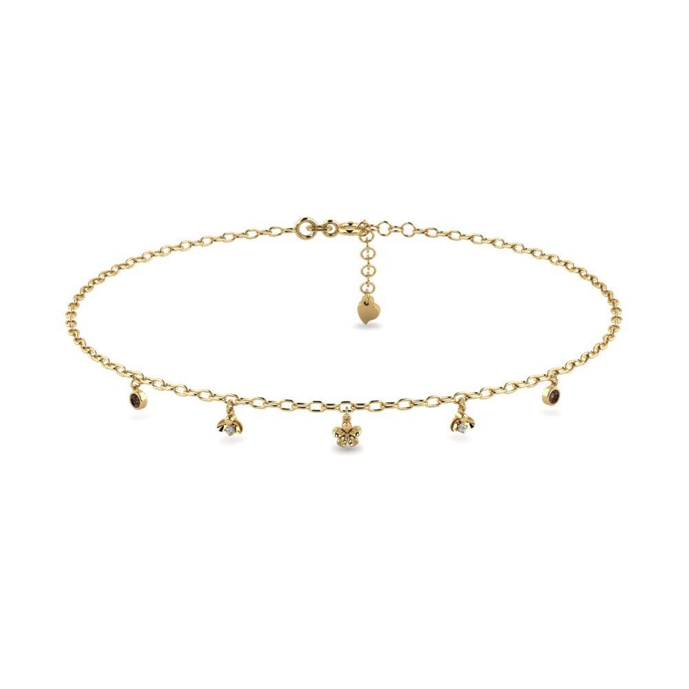 14ct Yellow Gold Smoky Quartz Women's Anklet Alambique
