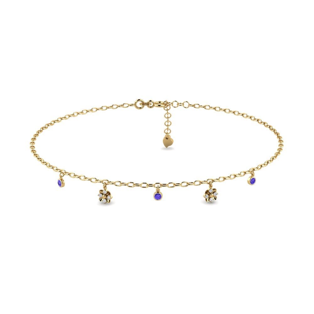 14ct Yellow Gold Tanzanite Women's Anklet Alarmant