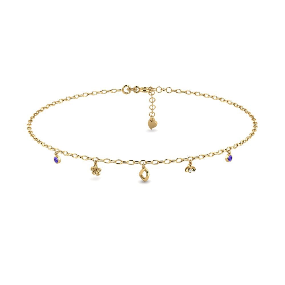 14ct Yellow Gold Tanzanite Women's Anklet Albinos
