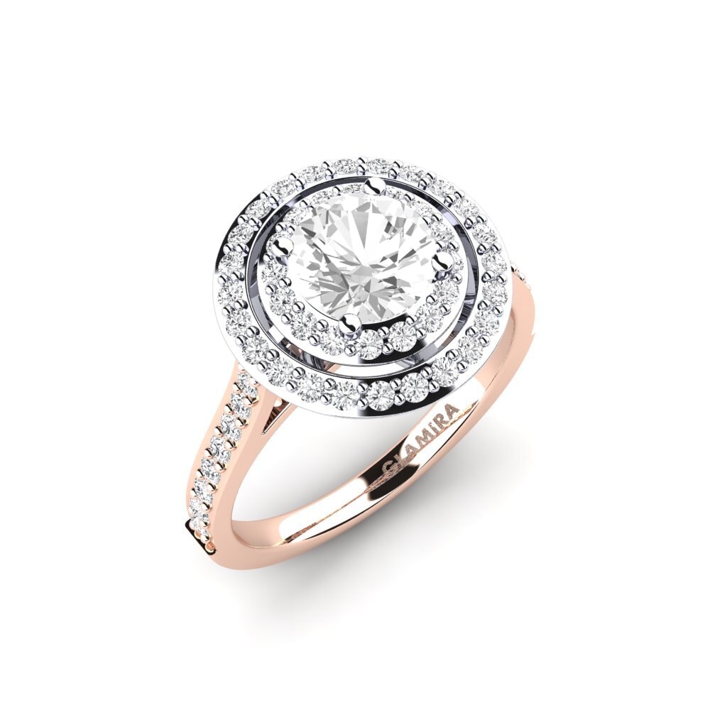 18ct White & Rose Gold White sapphire Engagement Ring Devona