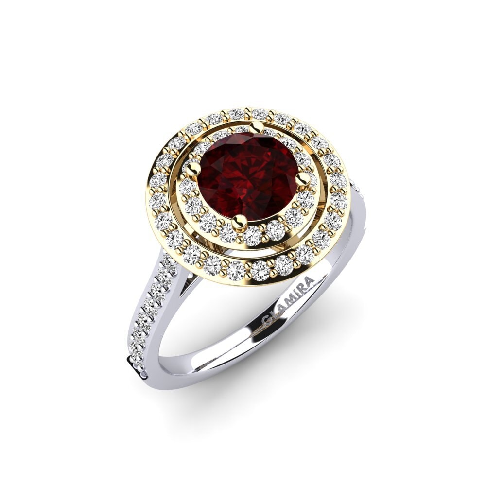 14k Oro Amarillo/Blanco Granate Anillo de compromiso Devona
