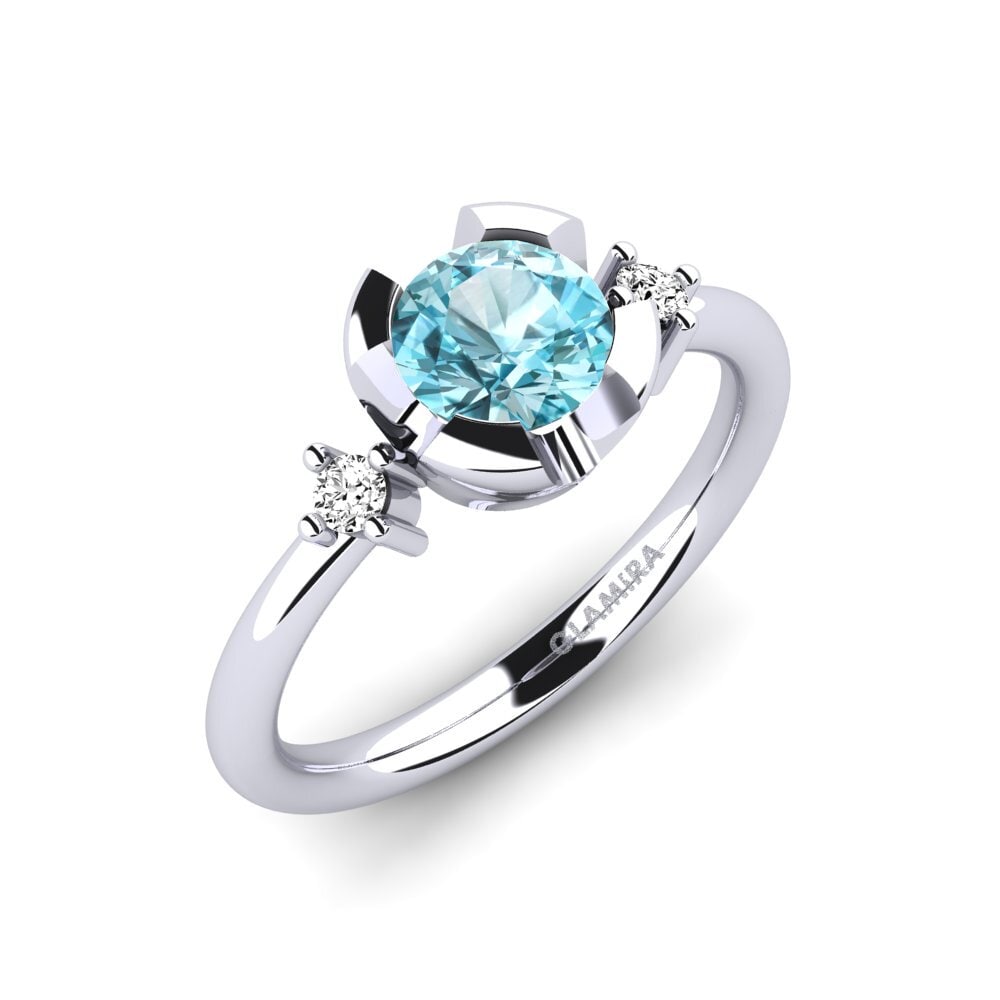 Blue Zircon Engagement Ring Adoray
