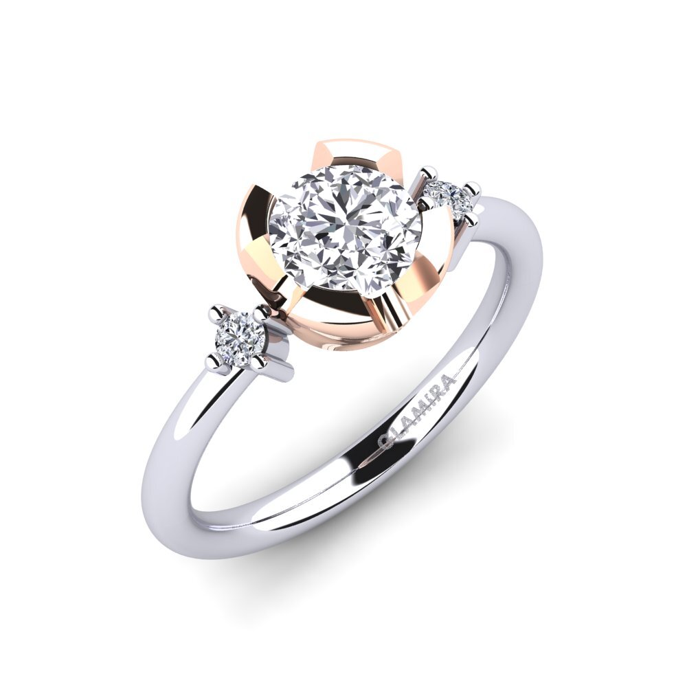 18ct White & Rose Gold Engagement Ring Adoray